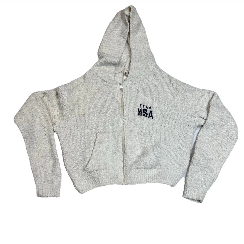 SKIMS x Team USA Olympic Sherpa Zip Hoodie Cream Teddy Fleece XXS XS - Picture 2 of 6